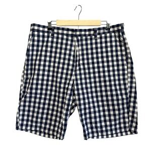 J.Crew Mens Gingham Chino Shorts Navy Blue White Check 100% Cotton Sz 38 Preppy